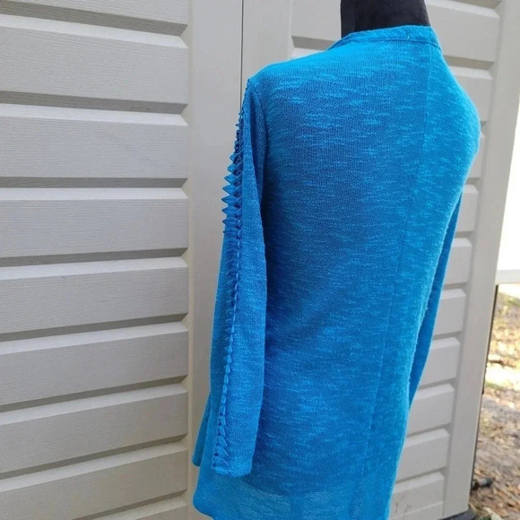 Studio Works Lightweight Knit Stretch Open Front Cardigan Blue Stretch Lace LA - Picture 2 of 8